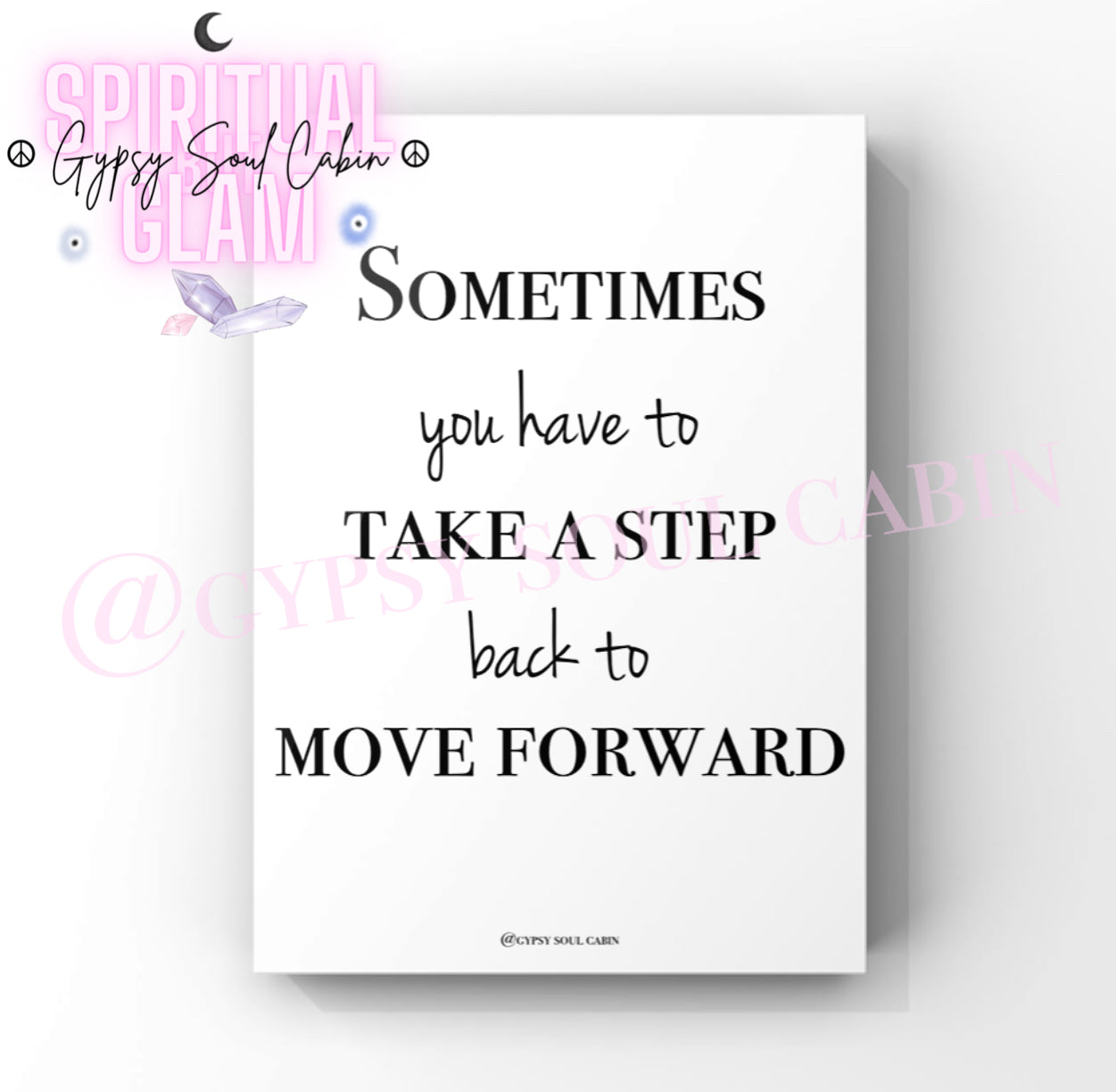 Silence The Mind, Powerful, Step Back, Move Forward A4 Black & White Quote Prints
