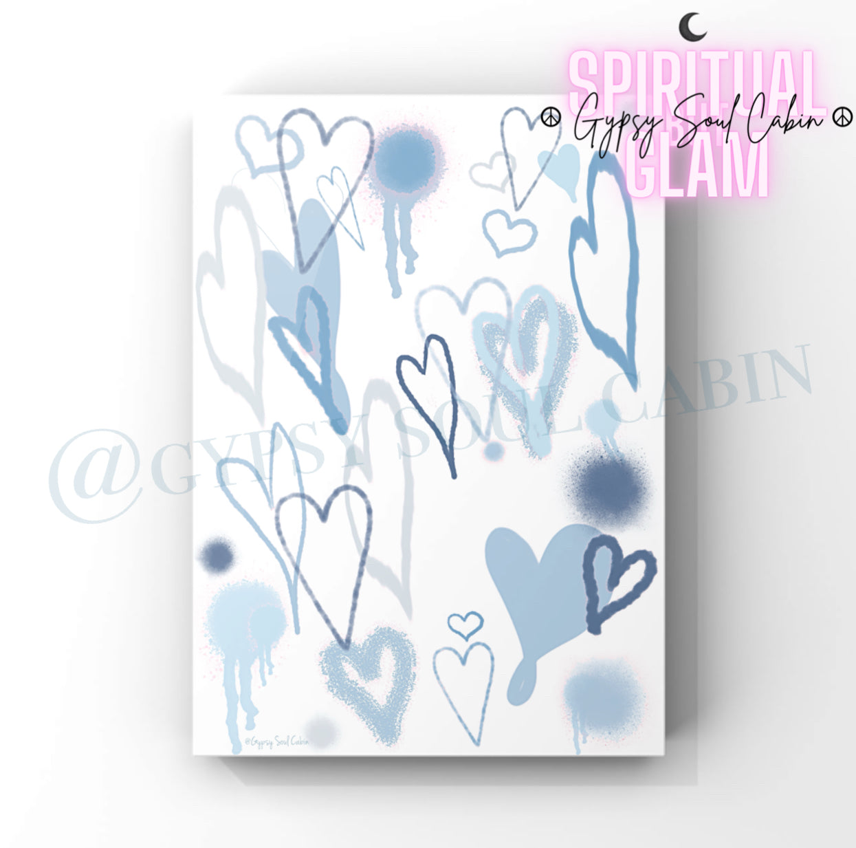 Peace & Love, That’s A Vibe, Love Yourself Graffiti Blue & Pink Hearts Prints