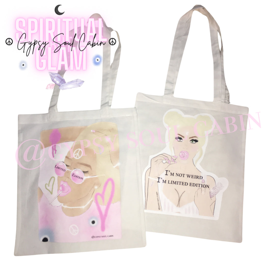 Girl Art Small White Tote Bag