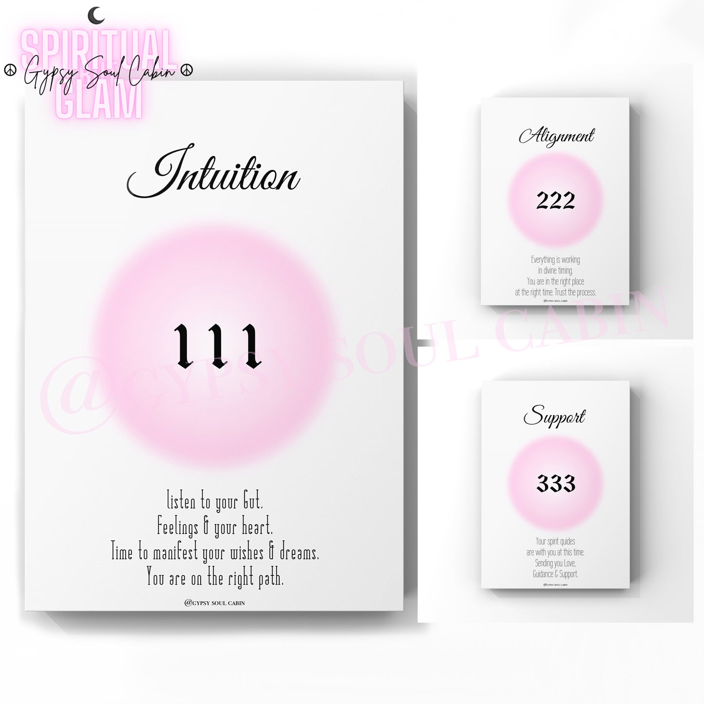 Angel Numbers 111, 222, 333 Pink Prints