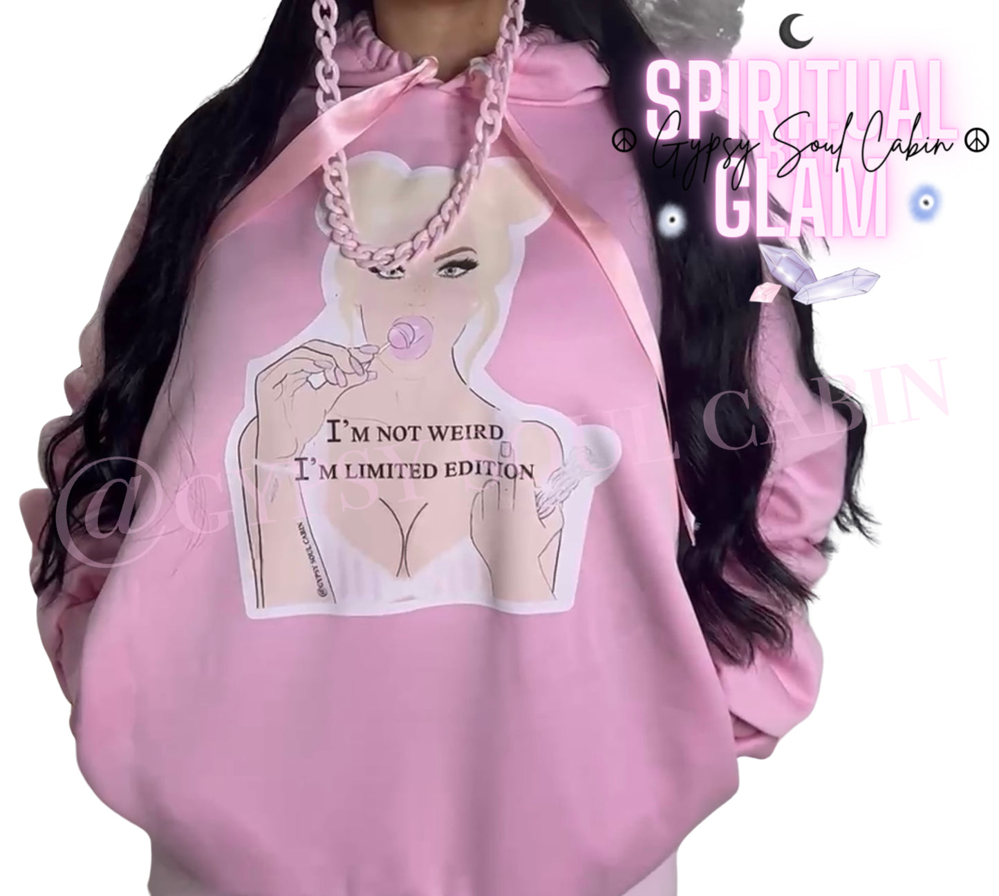 I'm Not weird I'm Limited Edition Spiritual Lollipop Girl Art Pink Scrunched Sleeved Hoodie