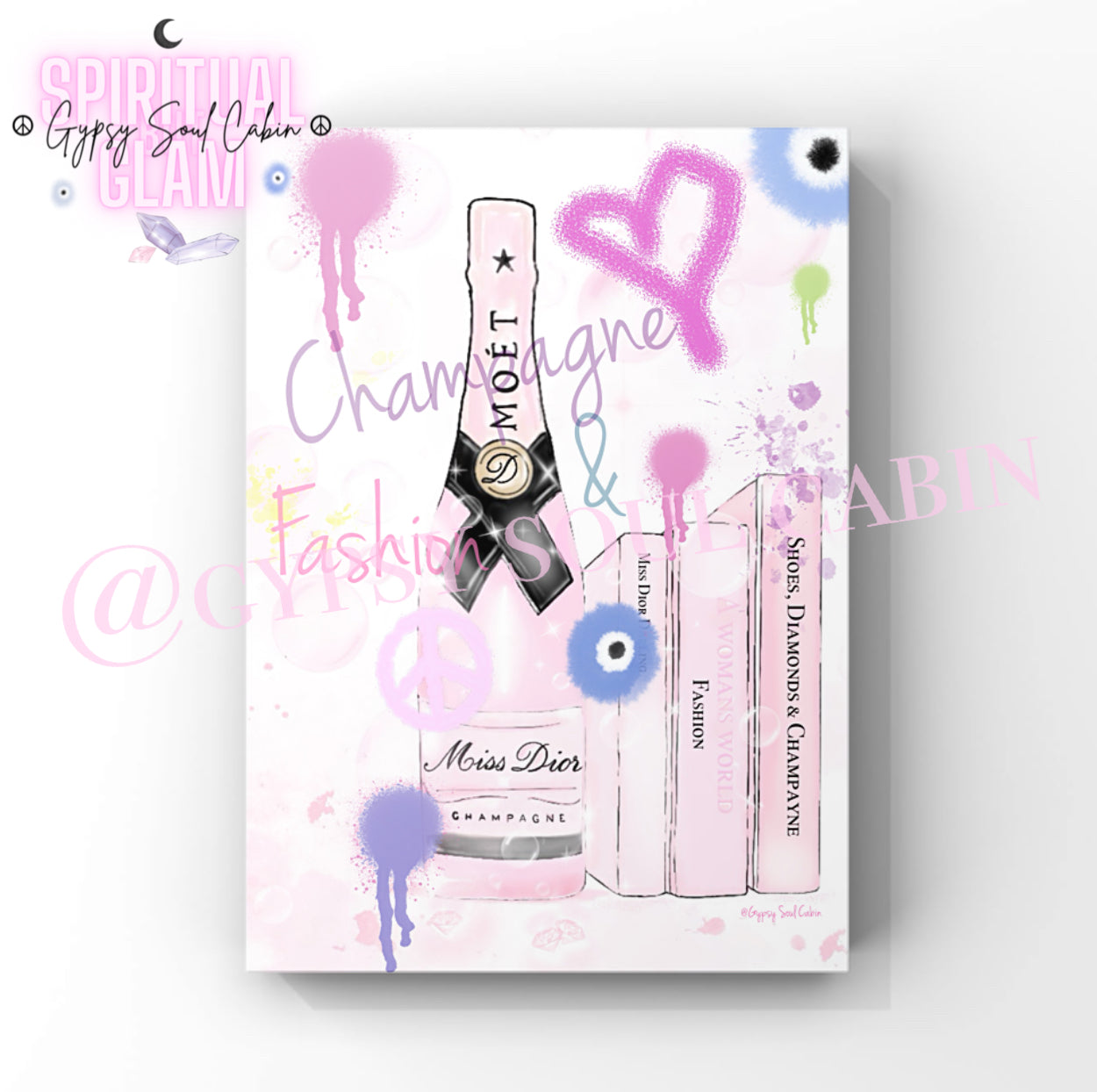 Champagne Peace & Fashion Books Graffiti Colourful Quote Prints