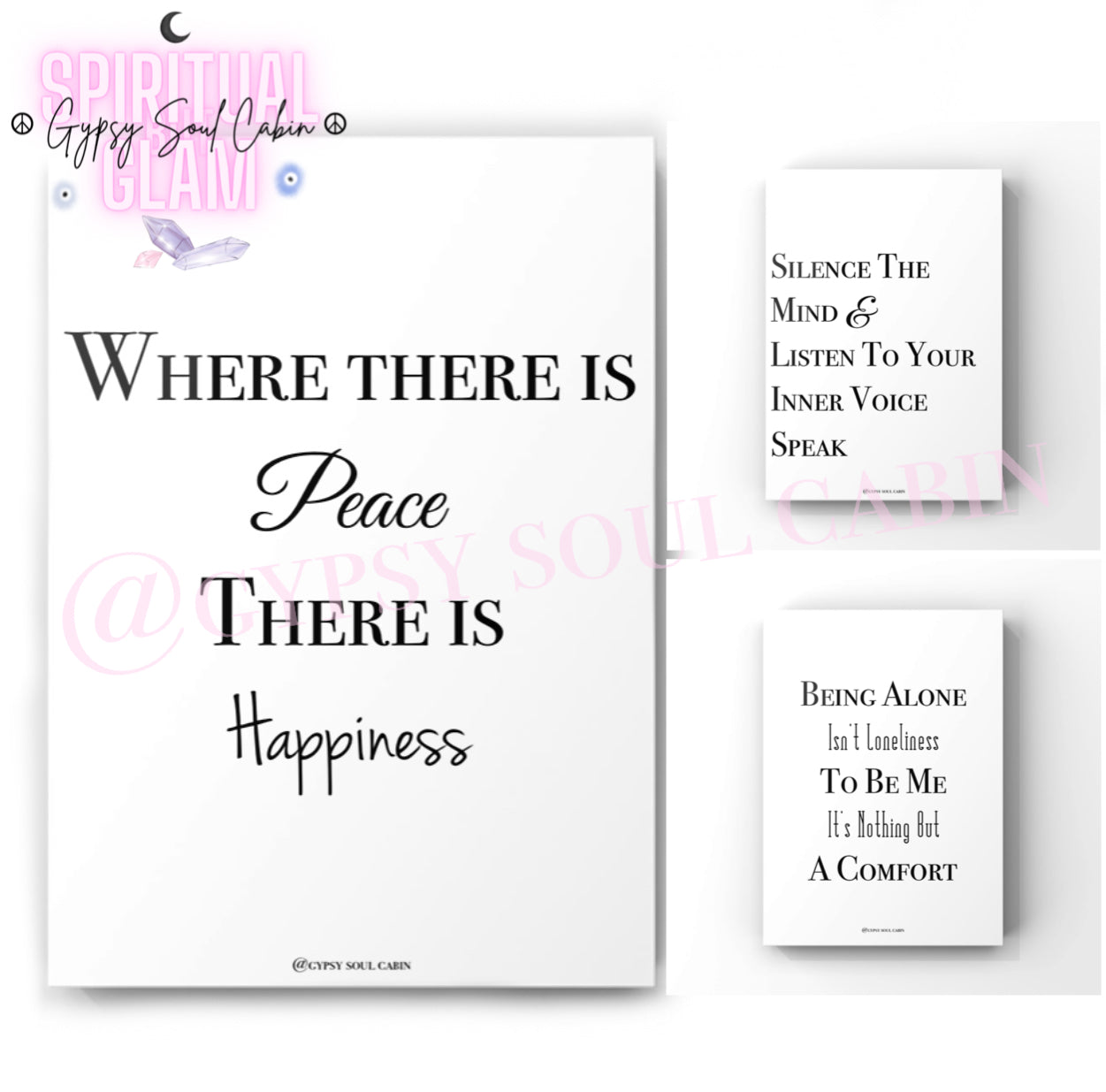 Peace, Happiness, Silence The Mind, Alone & Comfort Quote Prints