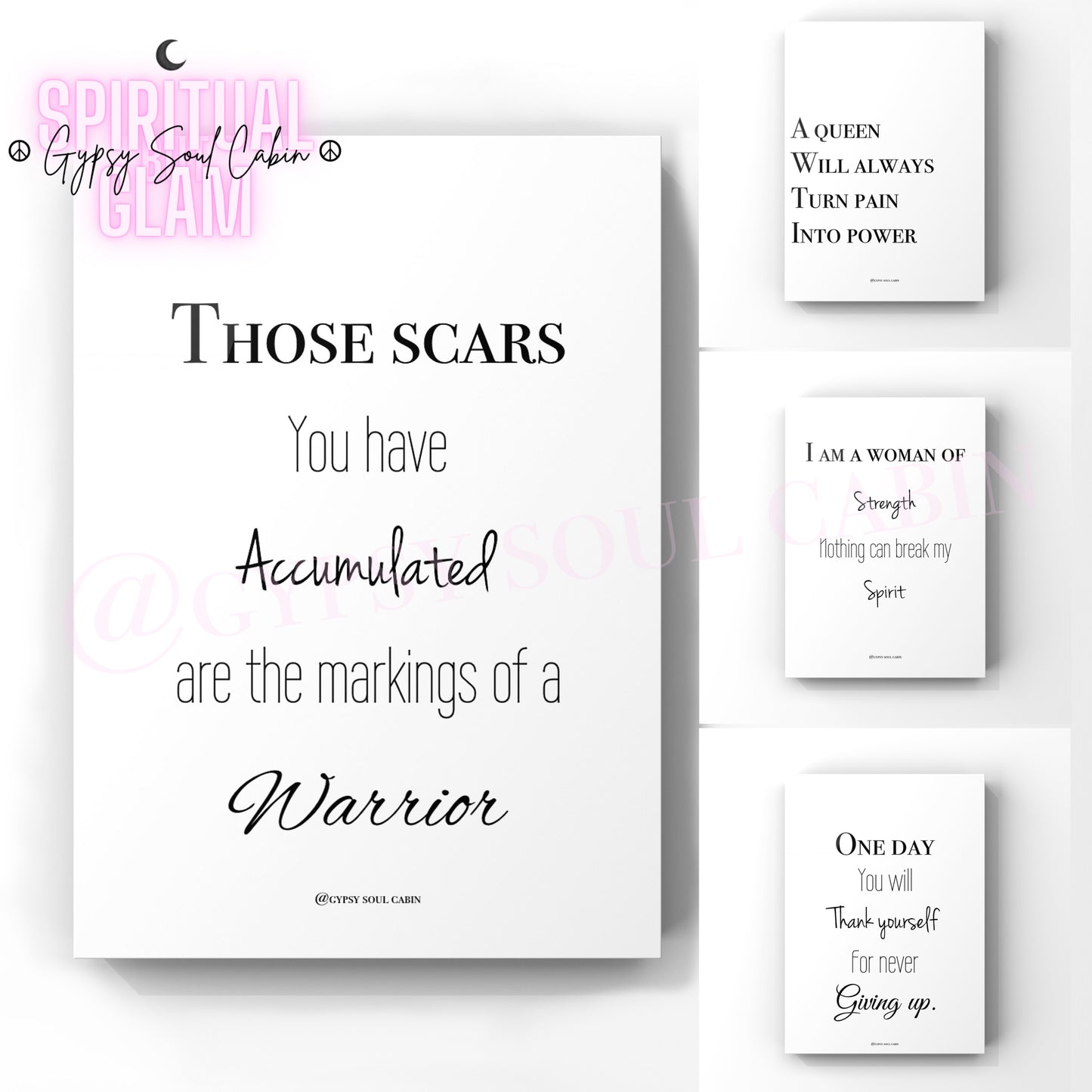 Strong Woman, Warrior, Strength, Power, A Queen A4 Black & White Quote Prints