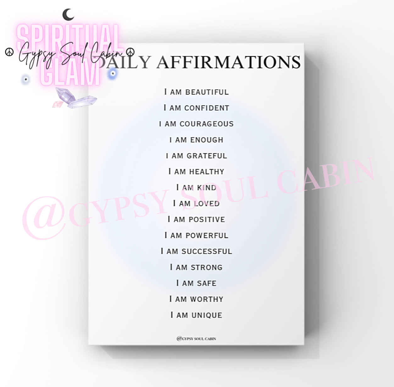 Daily Affirmations, Manifesting, Trust The Process A4 Black & White, Blue Prints