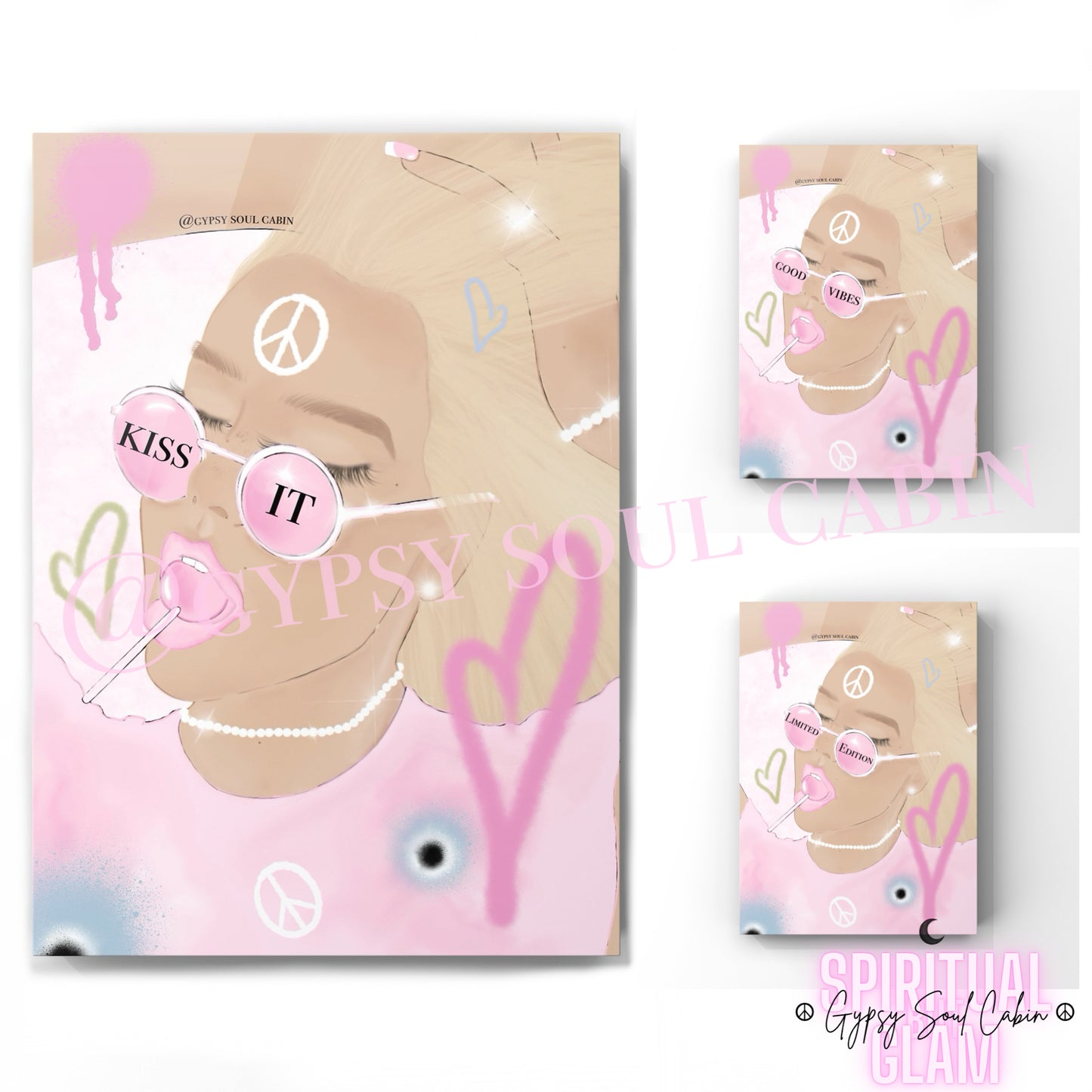 Girl Art, Kiss It, Good Vibes, Limited Edition Prints
