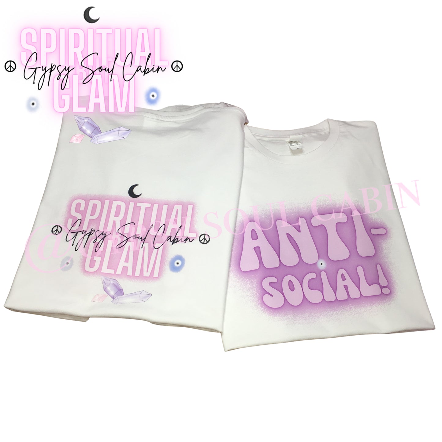 Purple & White Anti-Social Slogan! Evil Eye T-Shirt