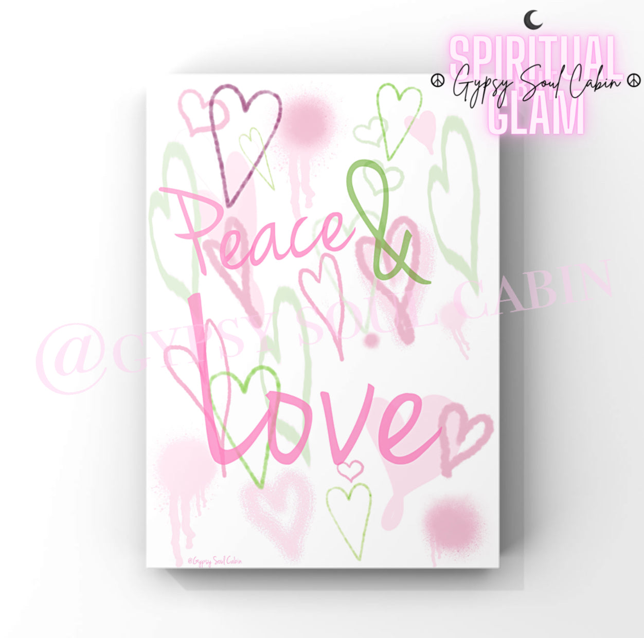 Peace & Love, That’s A Vibe, Love Yourself Graffiti Green & Pink Hearts Prints