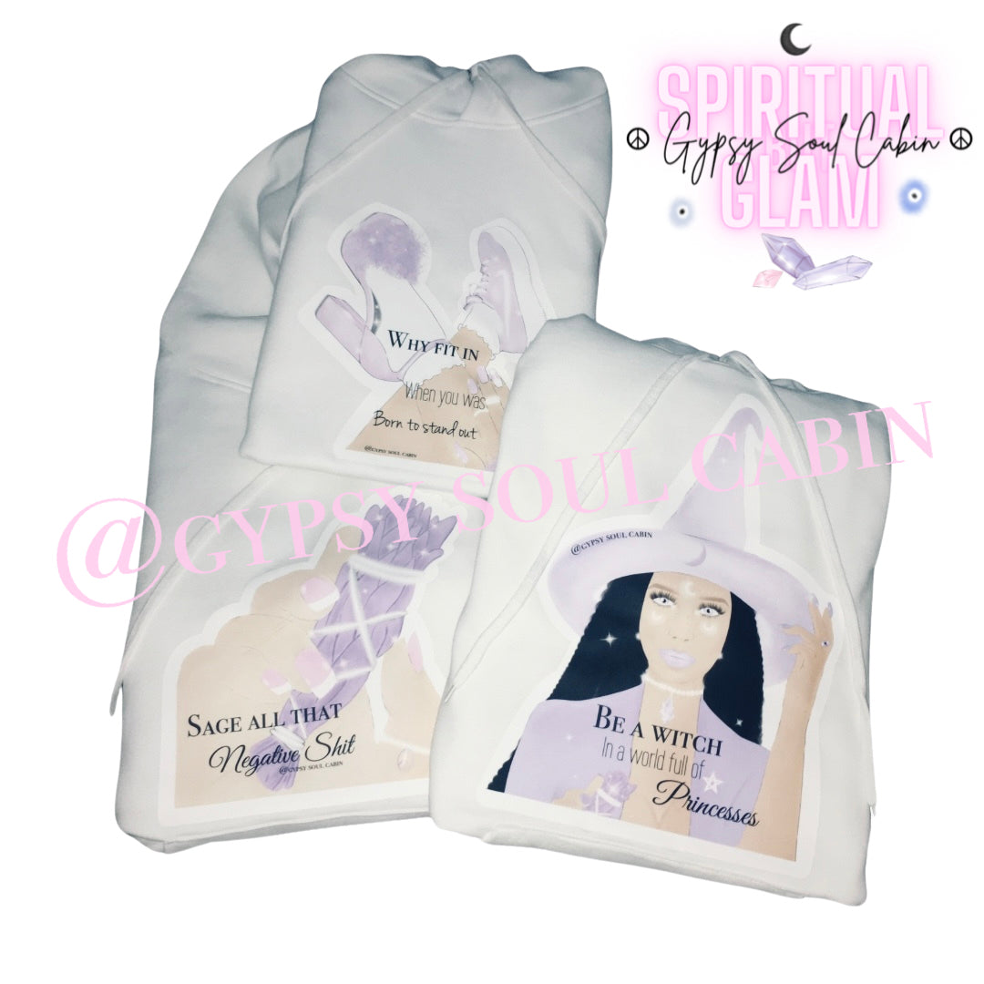 Sage All That Negative Shit White Front Pocket Pullover Oversized Hoodie
