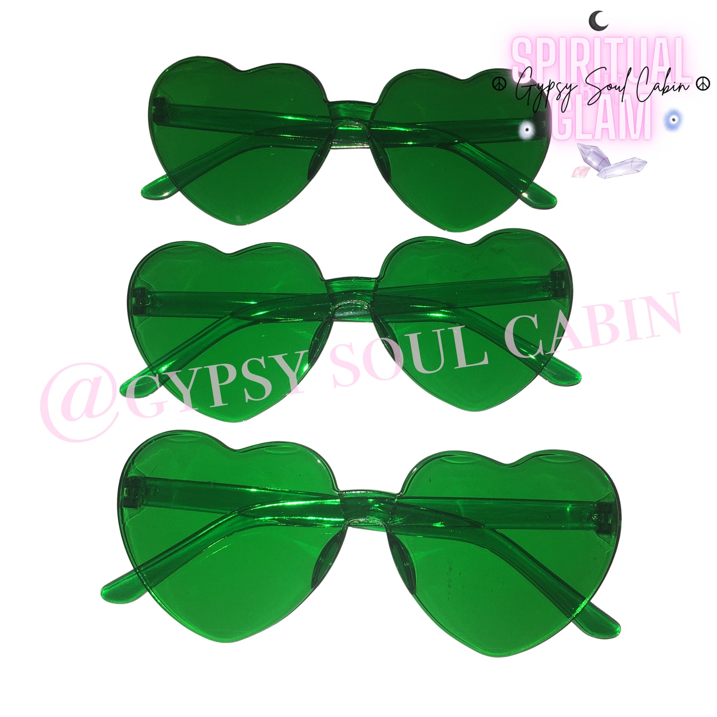 Green Quisha Heart Fashion Glasses