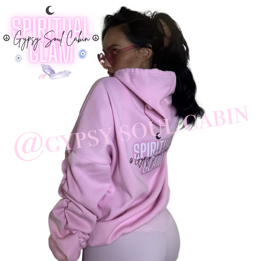 Pink Girl Protect Your Energy Scrunched Sleeve Hoodie
