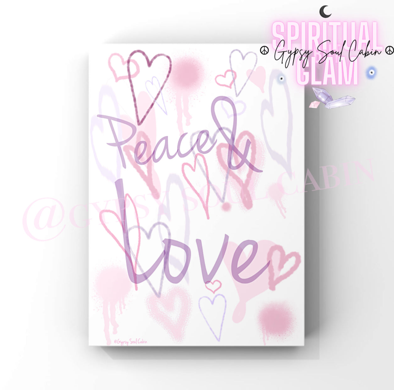 Peace & Love, That’s A Vibe, Love Yourself Graffiti Purple & Pink Hearts Prints
