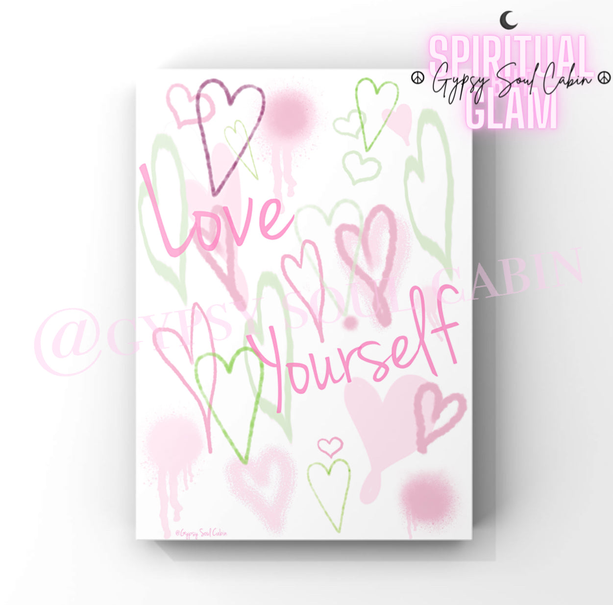 Peace & Love, That’s A Vibe, Love Yourself Graffiti Green & Pink Hearts Prints