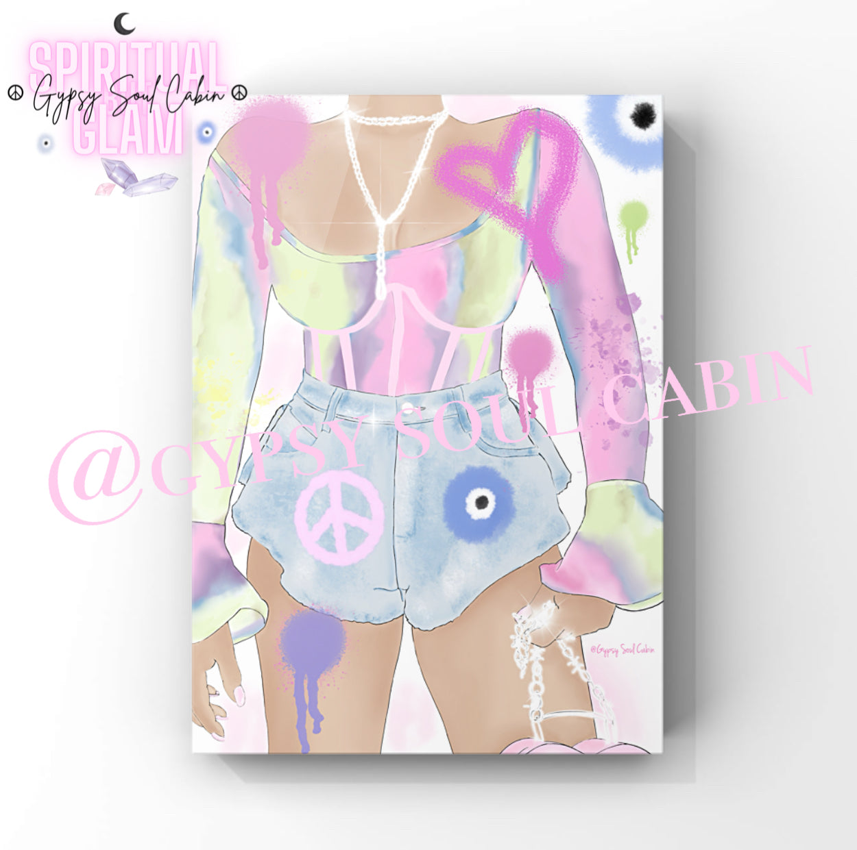 Own Your Vibe Heart, Evil Eye Graffiti Girl Art Colourful Quote Prints
