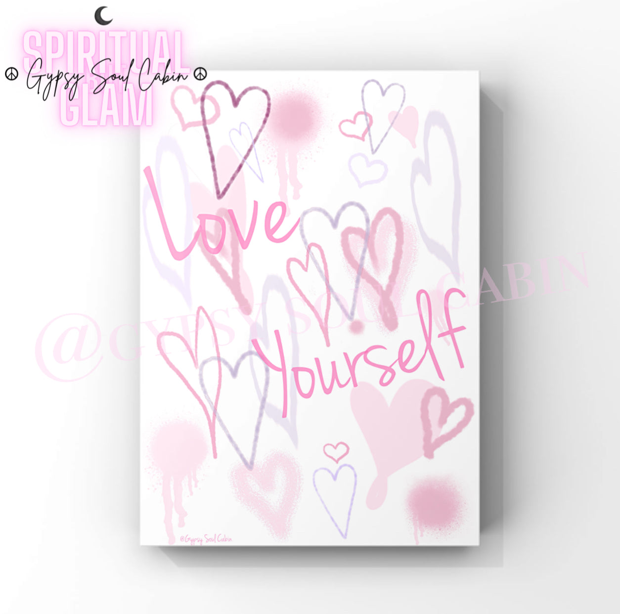 Peace & Love, That’s A Vibe, Love Yourself Graffiti Pink & Purple Hearts Prints