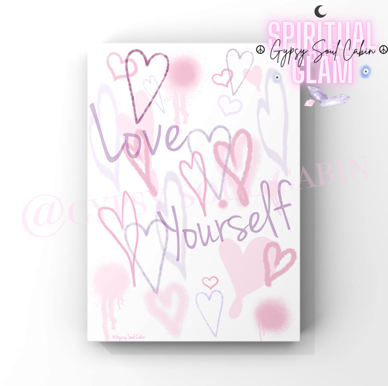 Peace & Love, That’s A Vibe, Love Yourself Graffiti Purple & Pink Hearts Prints