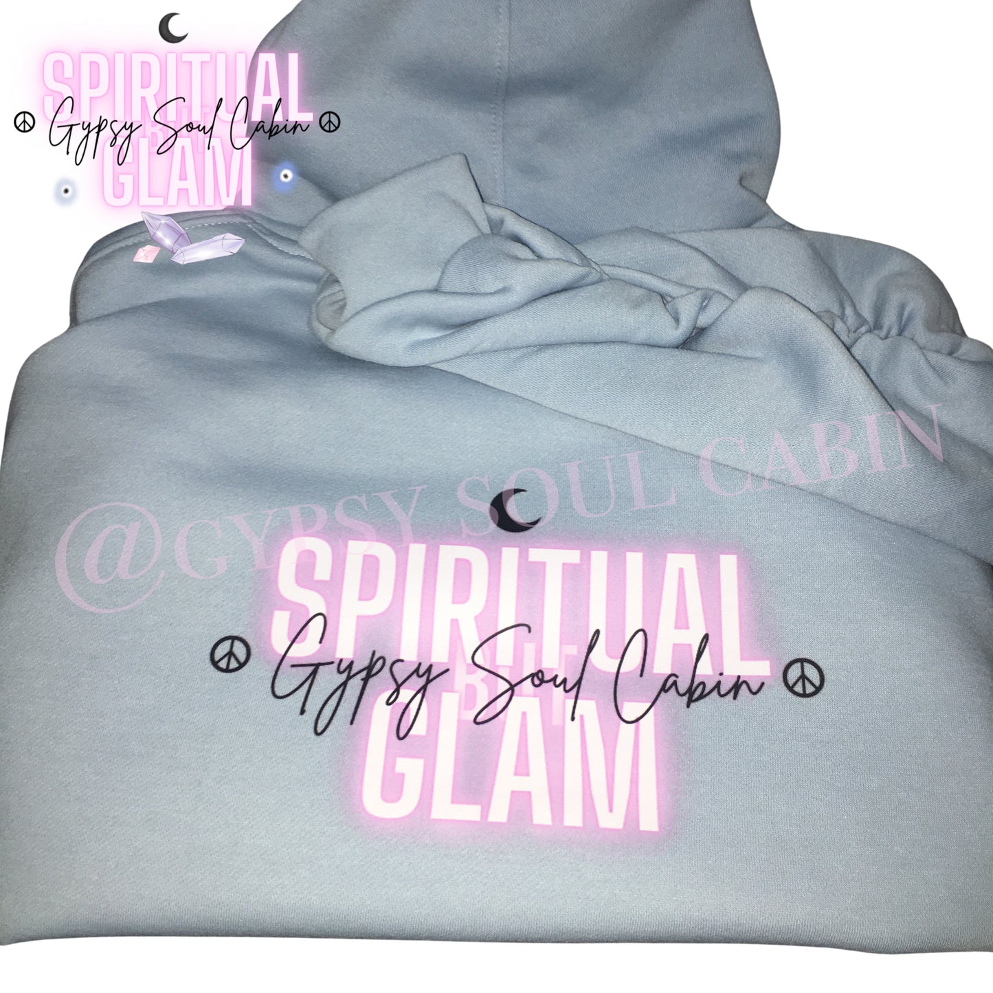 Peace, Love & Evil Eye Scrunched Sleeve Hoodie