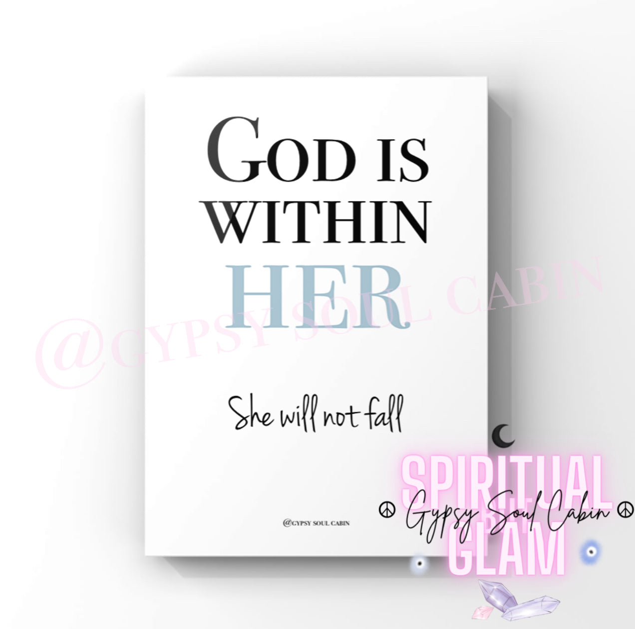 God Is Within Her She Will Not Fall Black & White, Pink, Blue A4 Prints