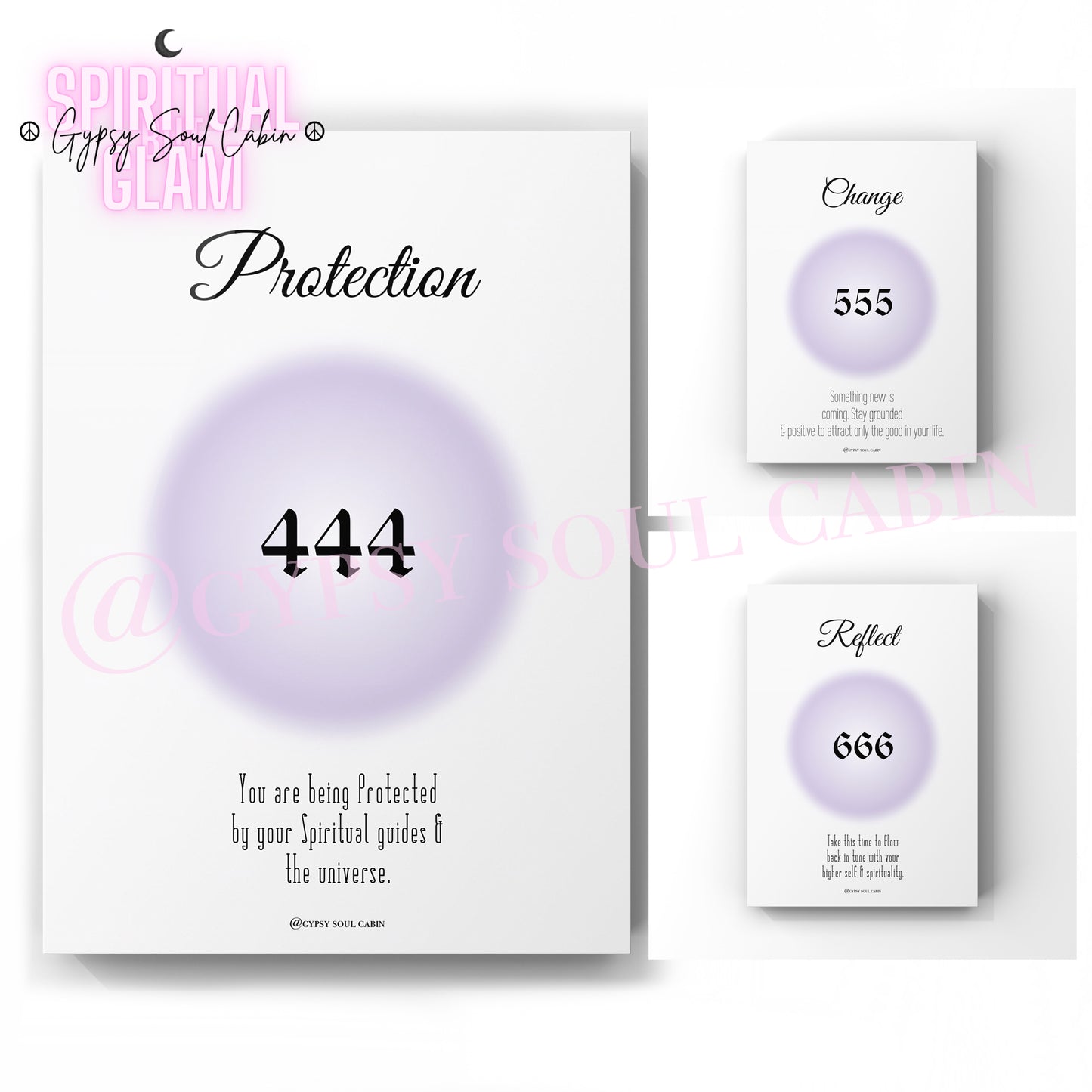 Angel Numbers 444, 555, 666 Purple Prints