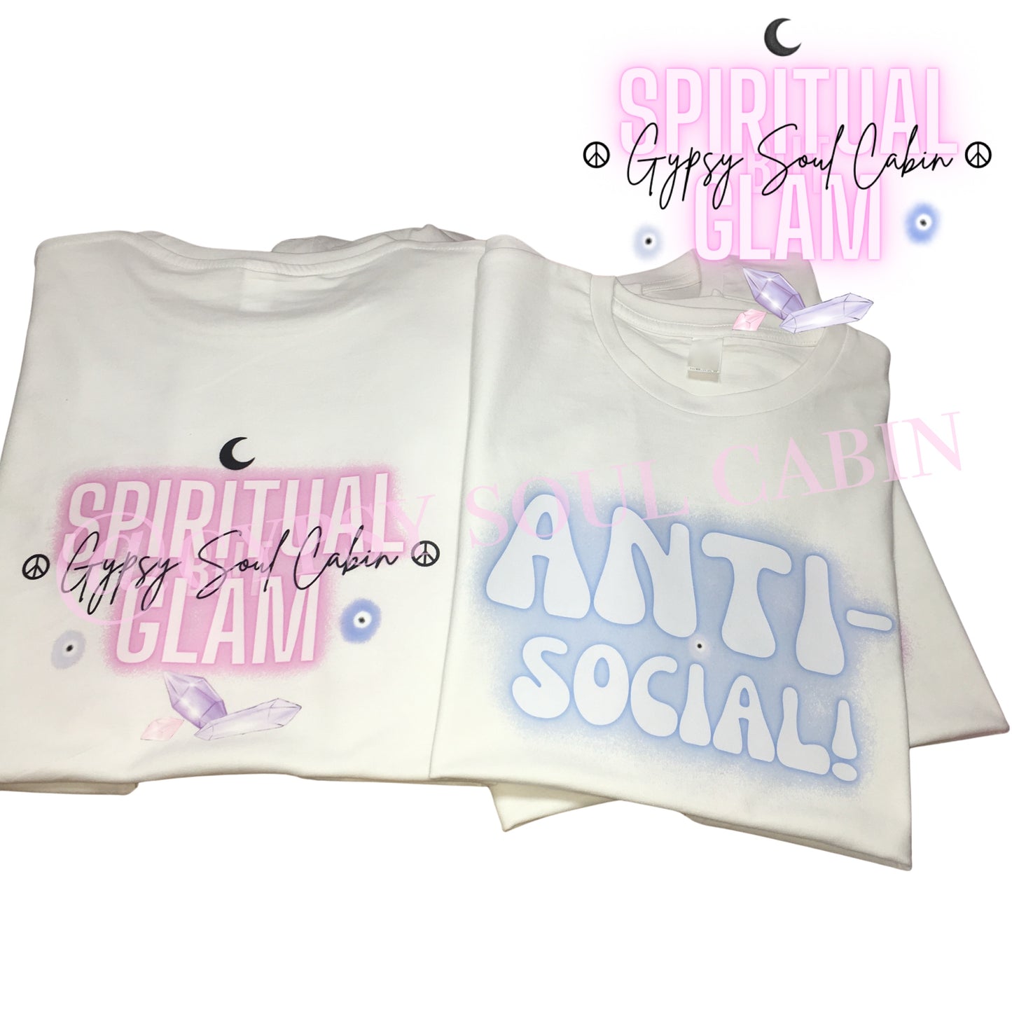 Blue & White Anti-Social Slogan! Evil Eye T-Shirt