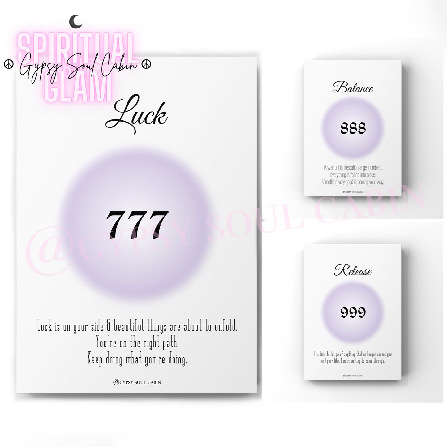 Angel Numbers 777, 888, 999 Purple Prints