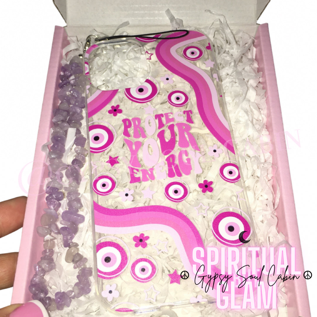 Protect Your Energy Pink Evil Eye iPhone Case