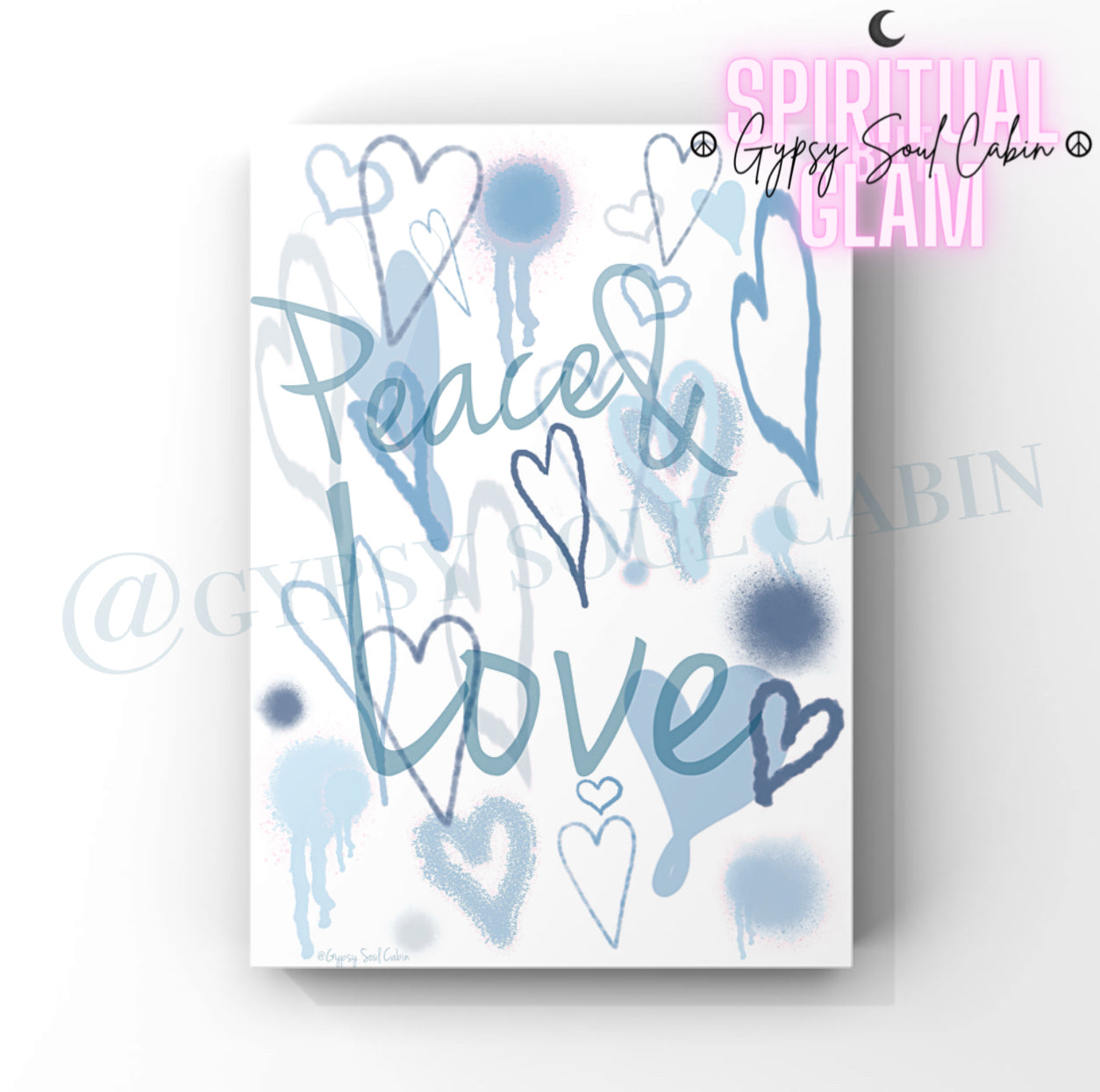 Peace & Love, That’s A Vibe, Love Yourself Graffiti Blue & Pink Hearts Prints
