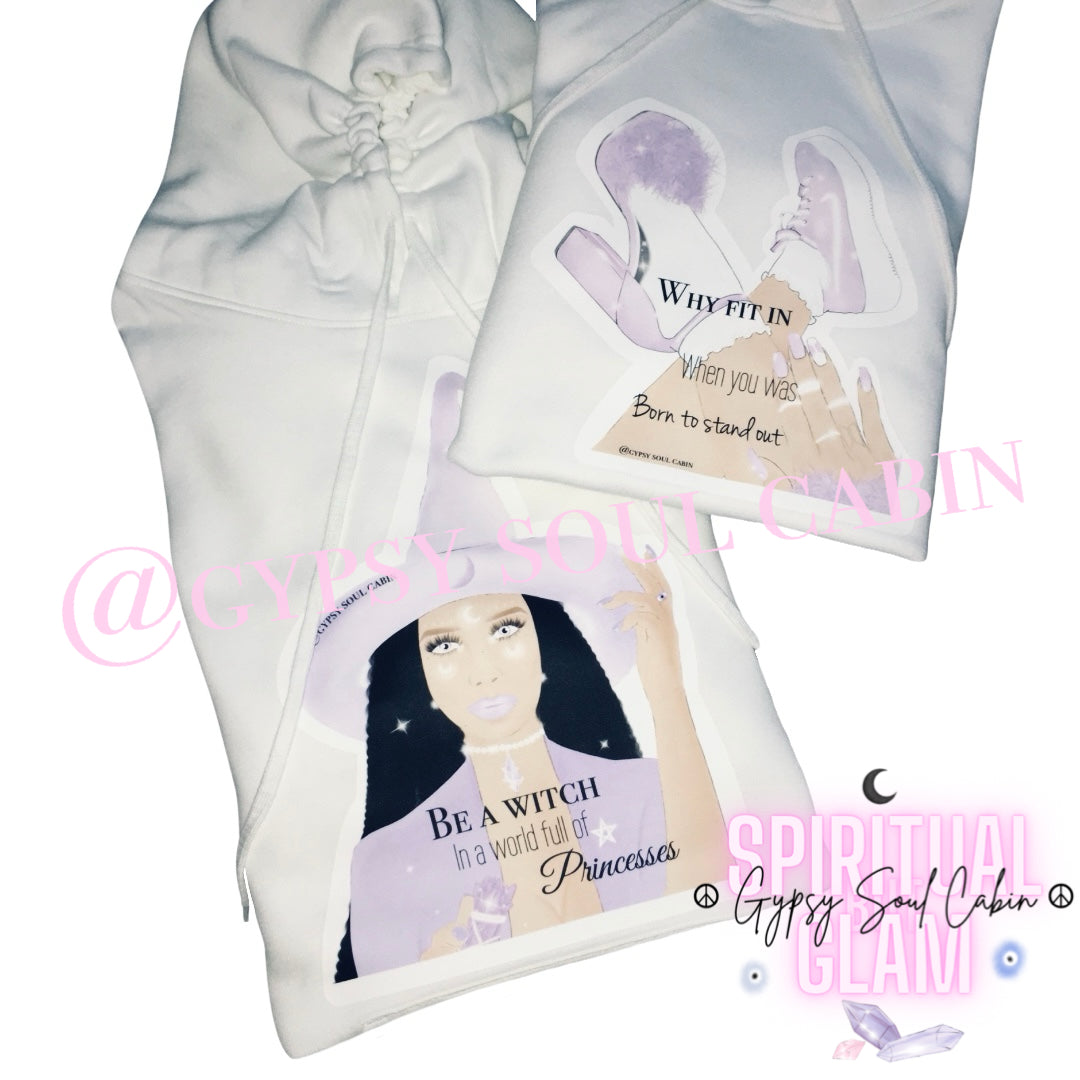 Why Fit In When You Was Born To Stand Out Front Pocket White Oversized Hoodie