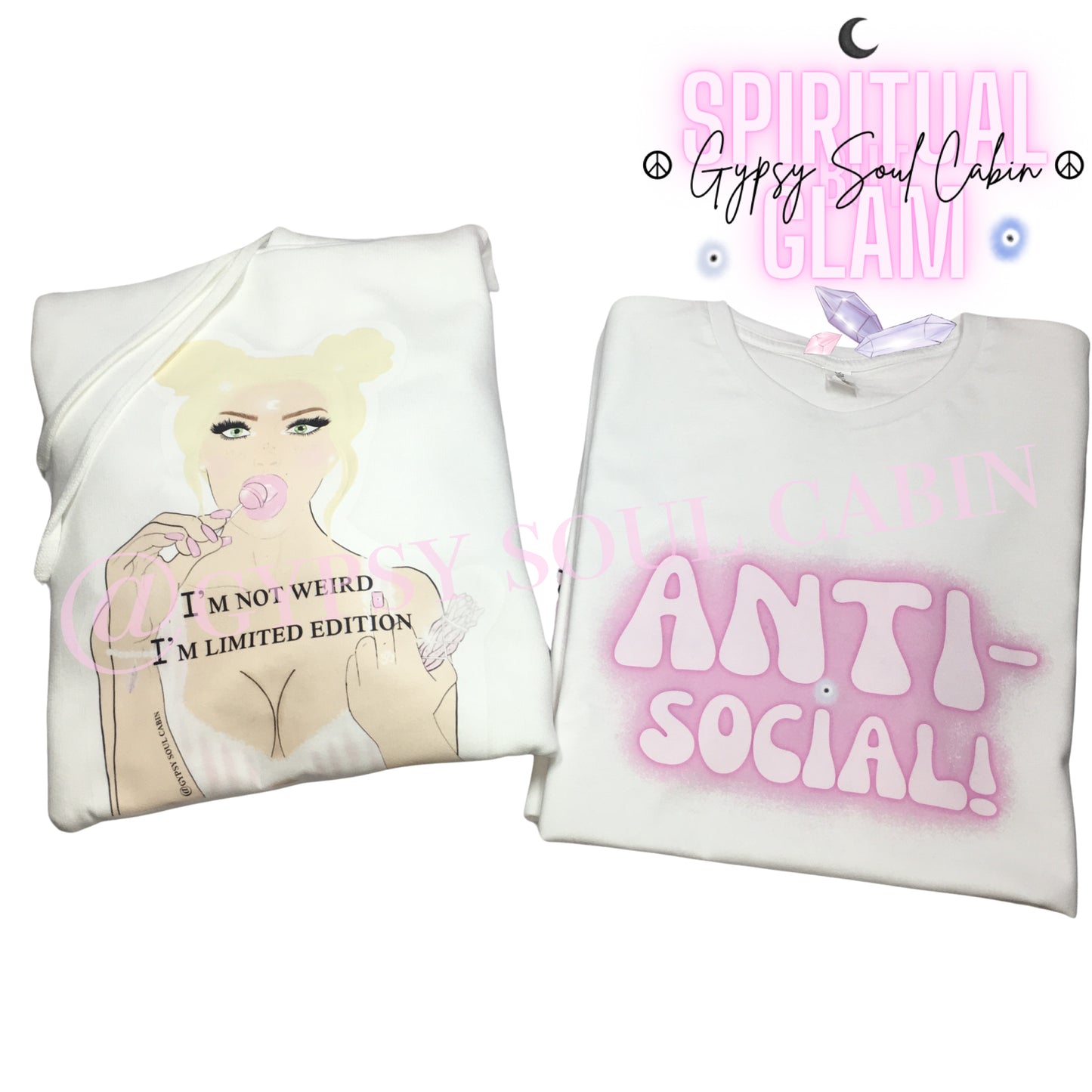 Pink & White Anti-Social Slogan! Evil Eye T-Shirt