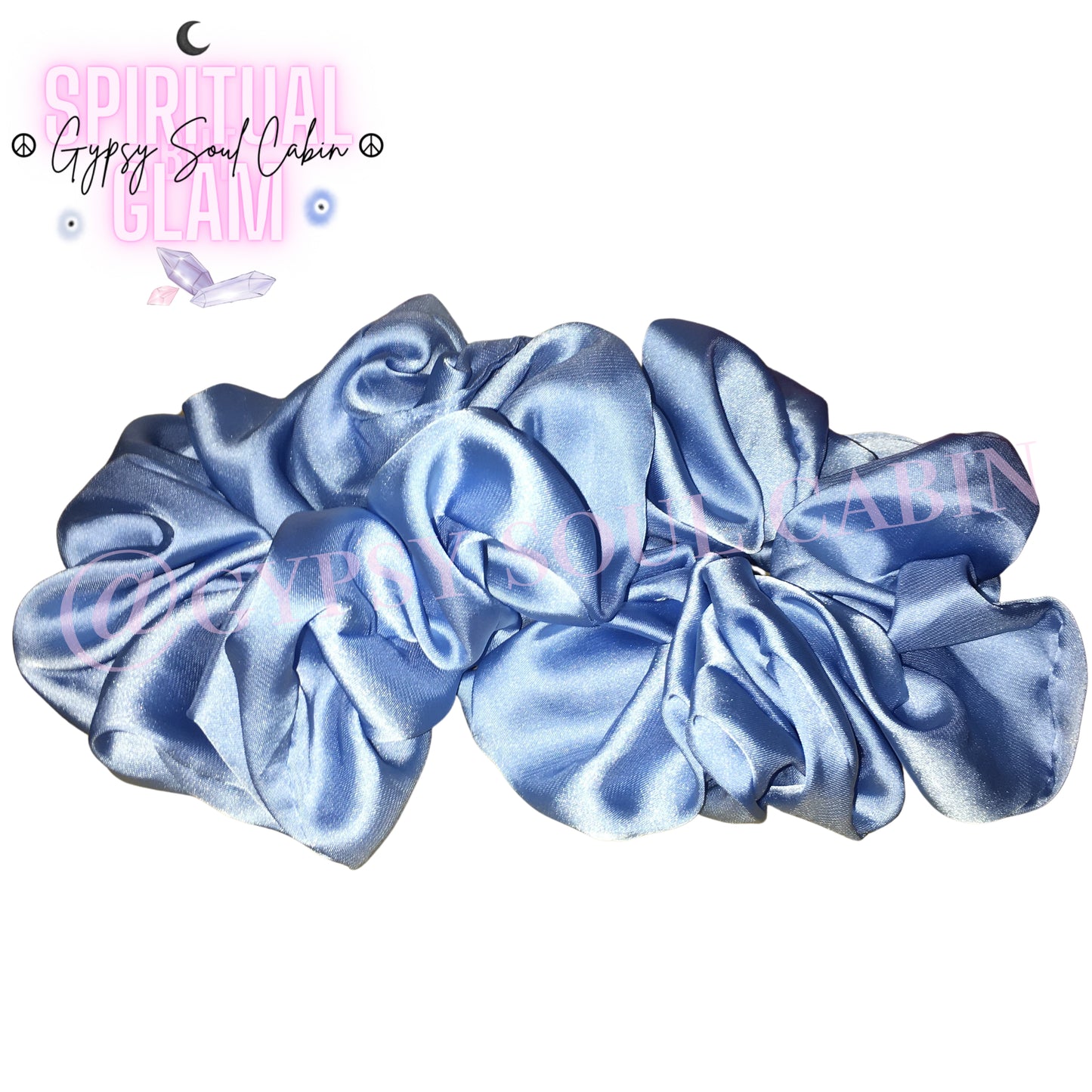 Blue Silk Retro Hair Scrunchie