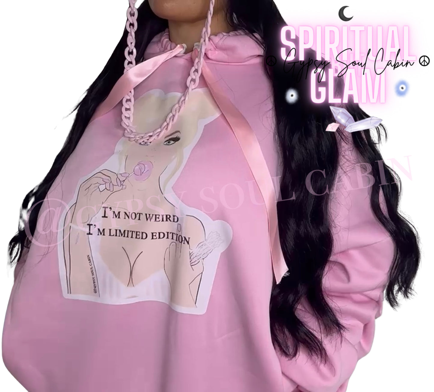 I'm Not weird I'm Limited Edition Spiritual Lollipop Girl Art Pink Scrunched Sleeved Hoodie