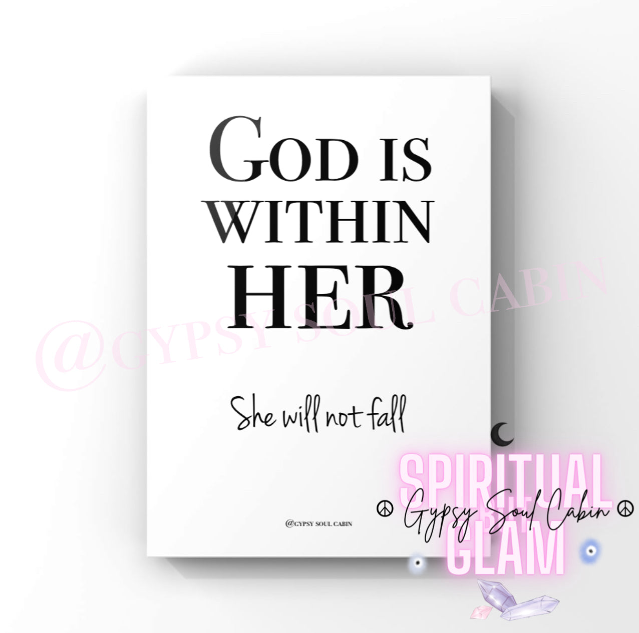 God Is Within Her She Will Not Fall Black & White, Pink, Blue A4 Prints