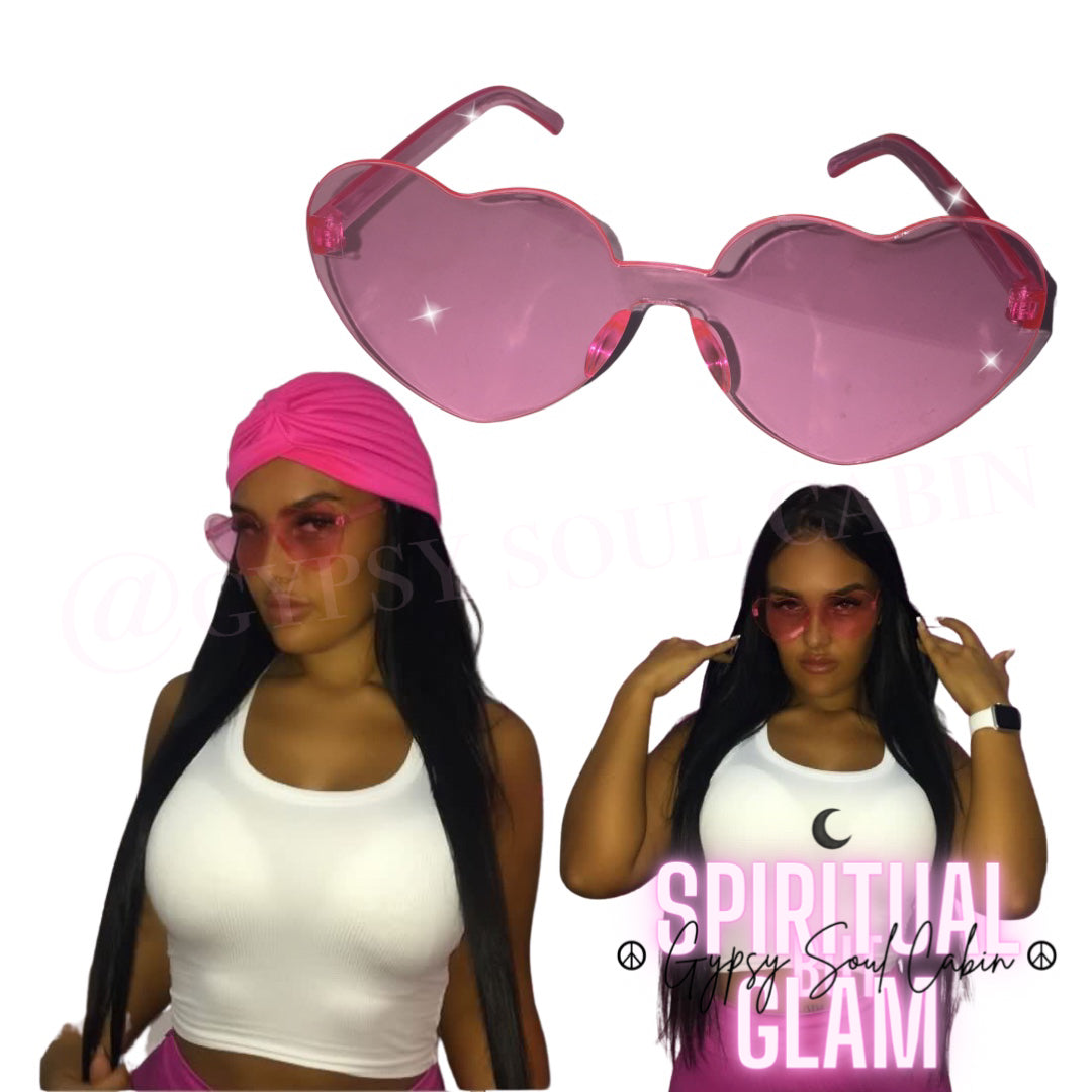 Girly Pink Heart Fashion Glasses
