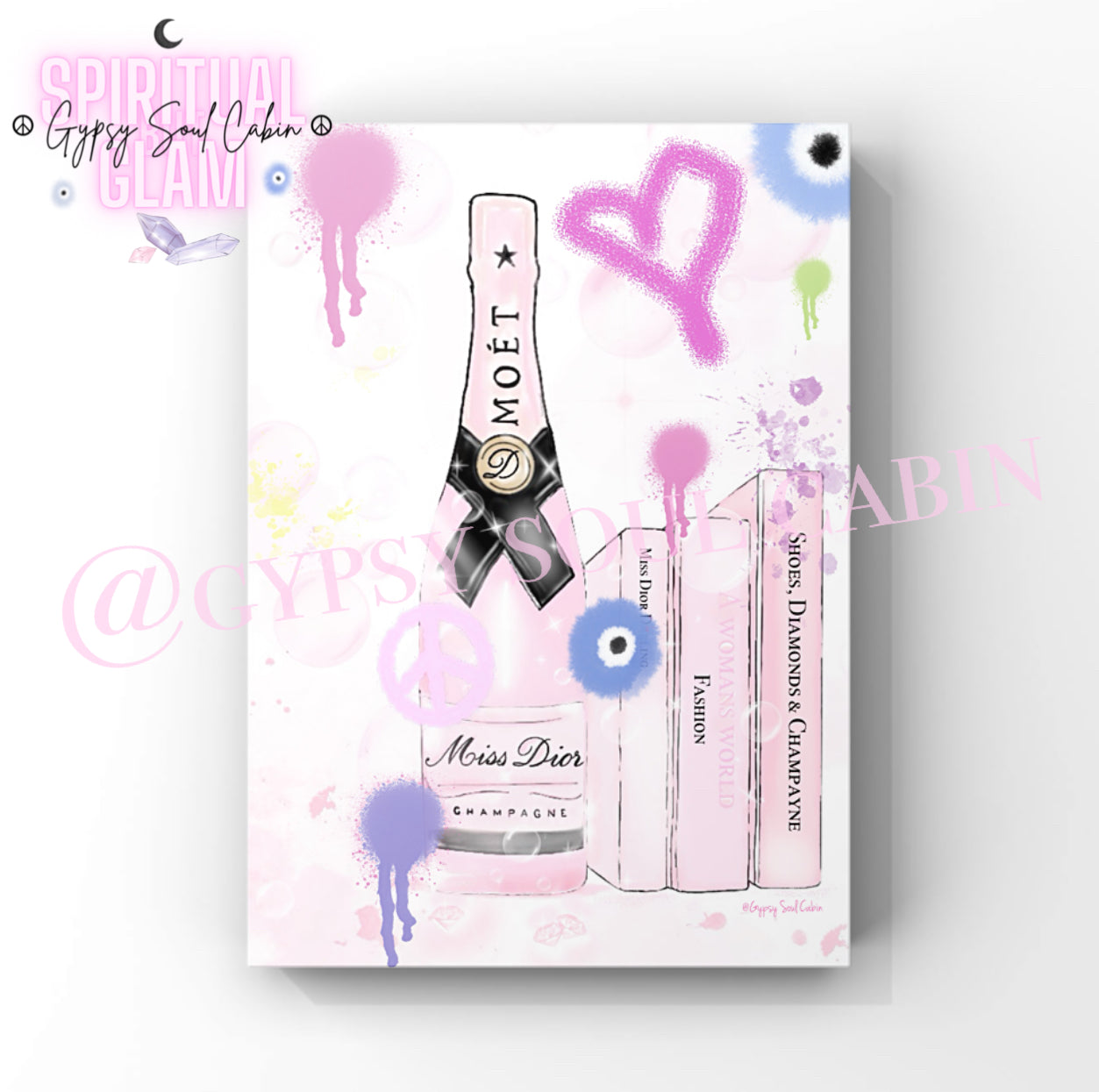 Champagne Peace & Fashion Books Graffiti Colourful Quote Prints