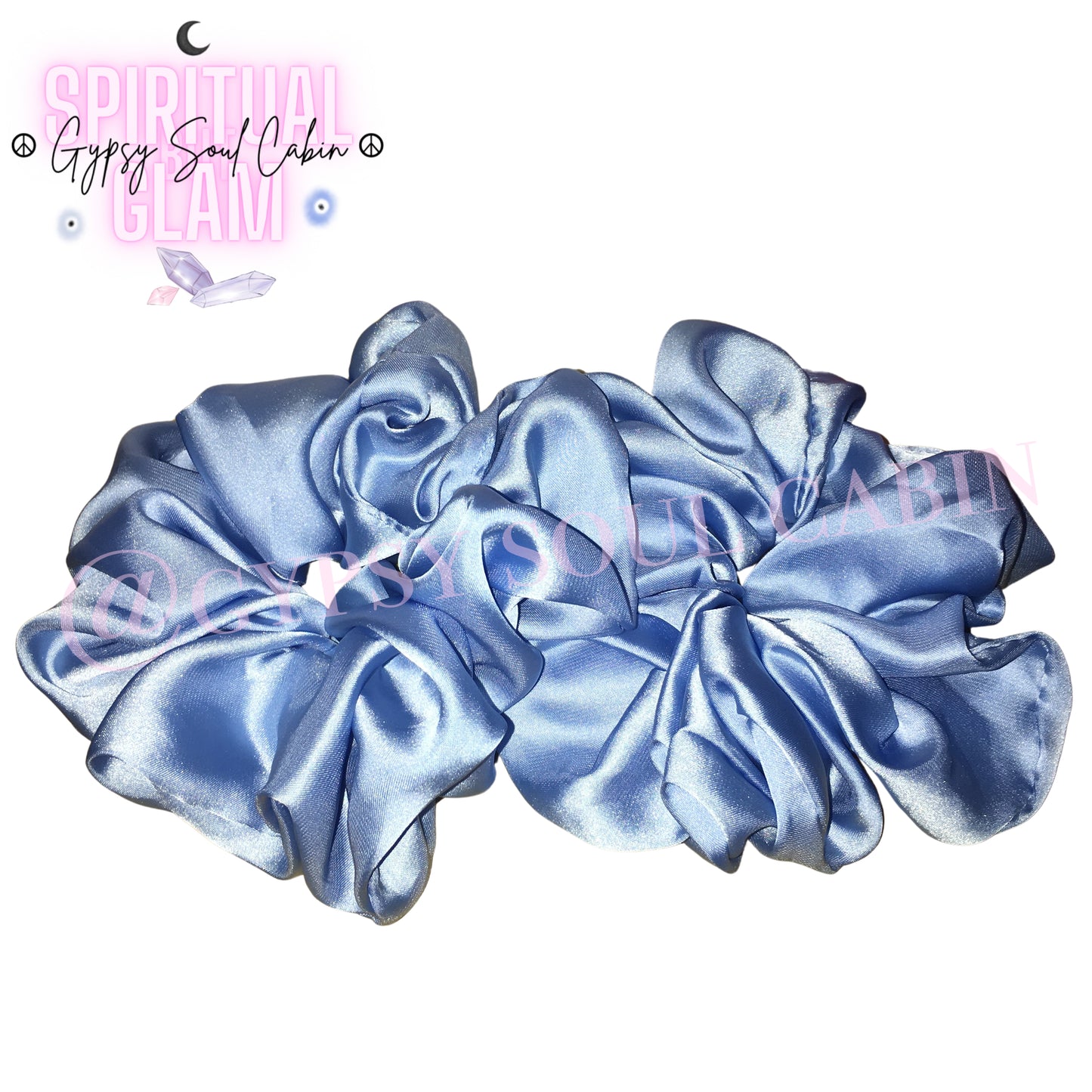 Blue Silk Retro Hair Scrunchie