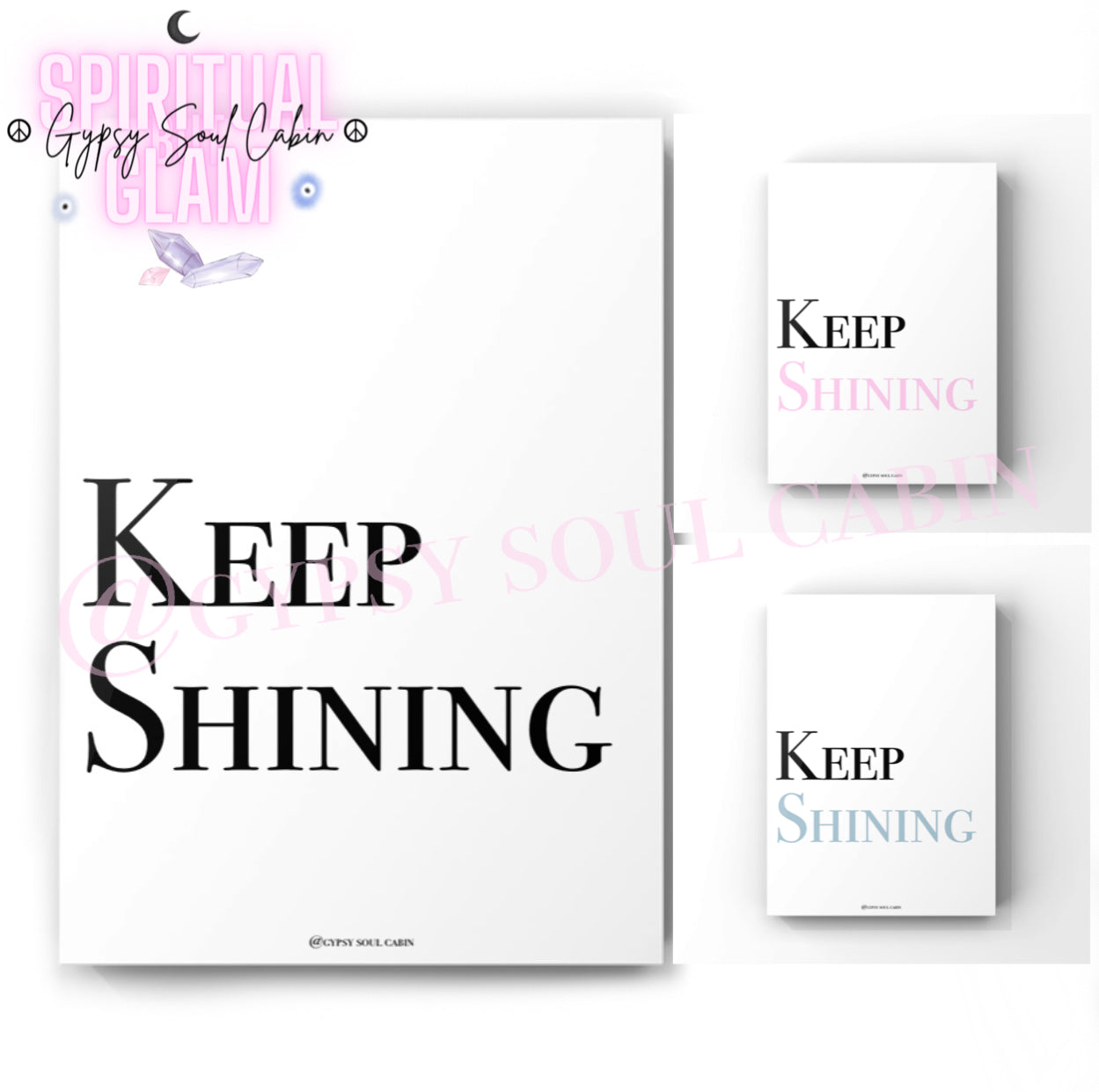 Keep Shining Black, White, Pink & Blue Prints
