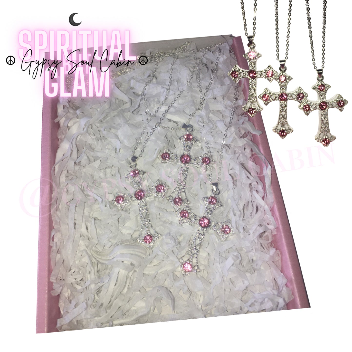 Pink & Silver Cross Necklace