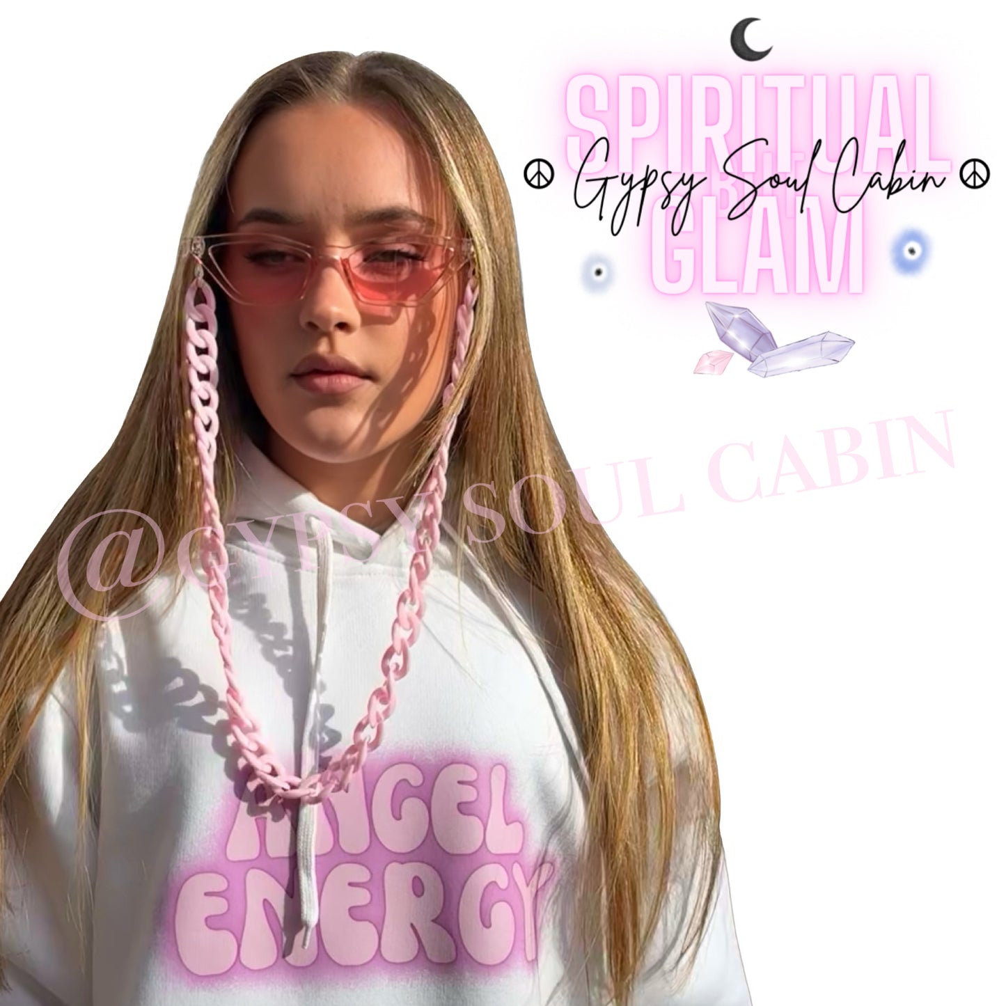 Angel Energy Grace Purple & White Front Pocket Girls, Women’s Oversized Hoodie