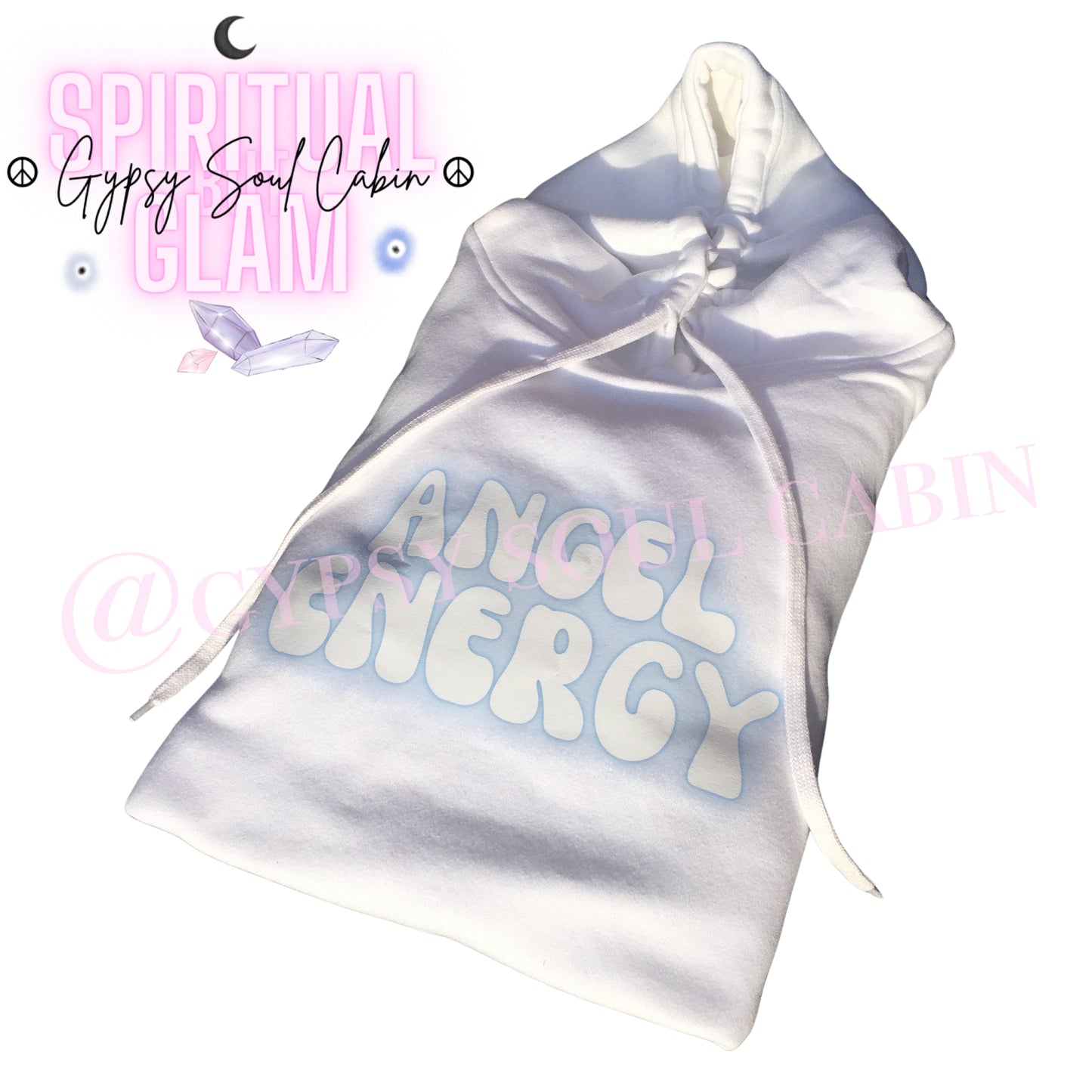 Angel Energy Lacey Blue & White Front Pocket Girls, Women’s Oversized Hoodie
