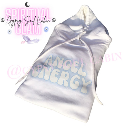 Angel Energy Lacey Blue & White Front Pocket Girls, Women’s Oversized Hoodie