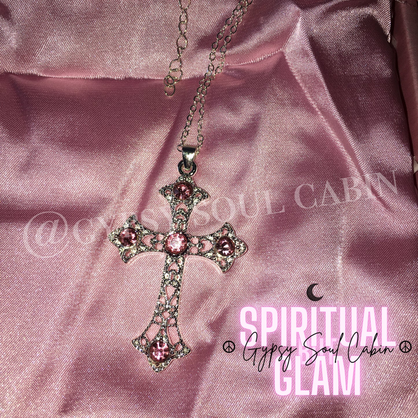 Pink & Silver Cross Necklace