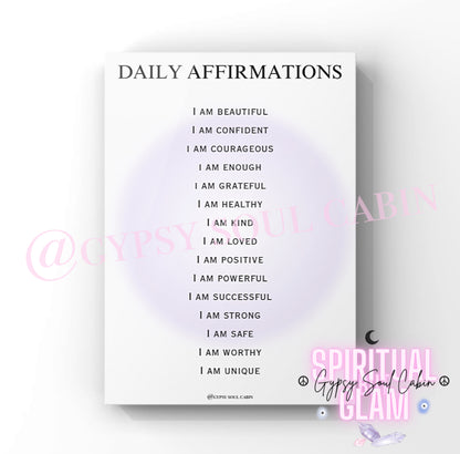 Daily Affirmations, Manifesting, Trust The Process A4 Black & White, Purple Prints