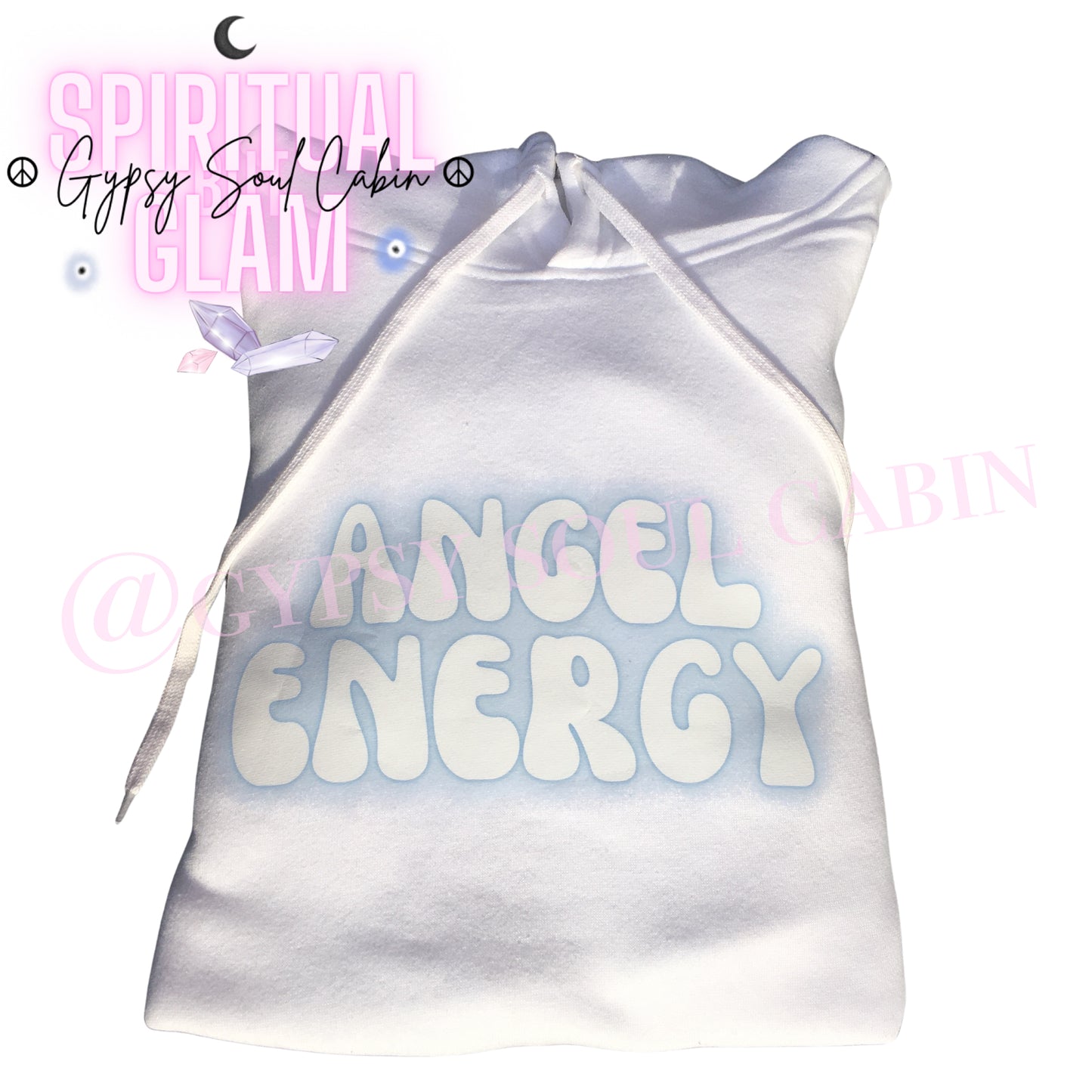 Angel Energy Lacey Blue & White Front Pocket Girls, Women’s Oversized Hoodie
