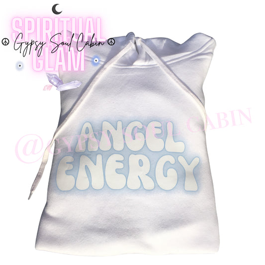 Angel Energy Lacey Blue & White Front Pocket Girls, Women’s Oversized Hoodie