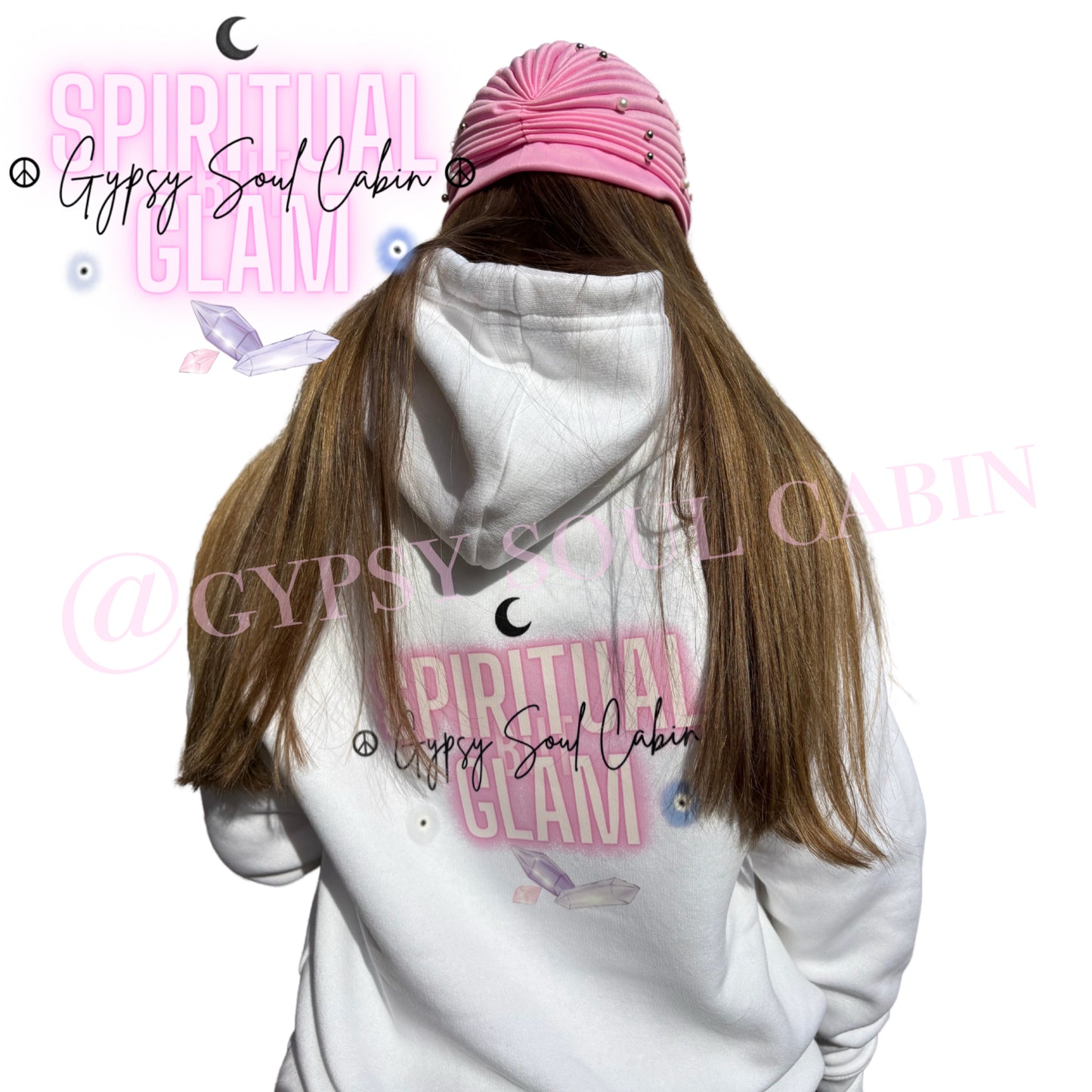 Angel Energy Grace Purple & White Front Pocket Girls, Women’s Oversized Hoodie