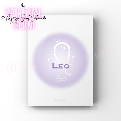 Aries, Leo & Sagittarius Zodiac Sign Purple Prints