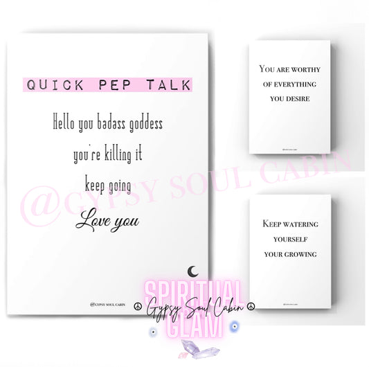 Quick Pep Talk Self Love Quote Prints