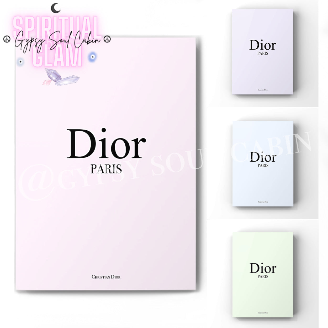 Elegant Dior Paris minimalist art print available in pastel pink, blue, purple, and green in A4 size, perfect for stylish wall decor.