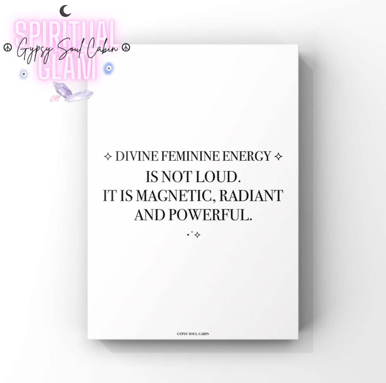 Empowering feminine energy quote print on white background, featuring motivational messages for inspiration and self-love, perfect for wall decor.