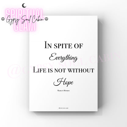 Marilyn Monroe Life Black & White Quote Prints